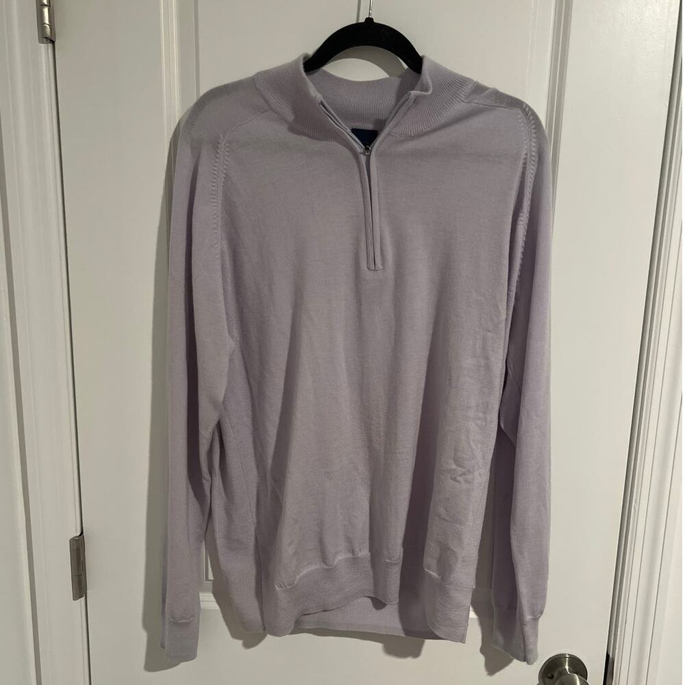 Dunning Merino Wool Long Sleeve 1/4 Zip Pullover Sweater Light Purple Men's L